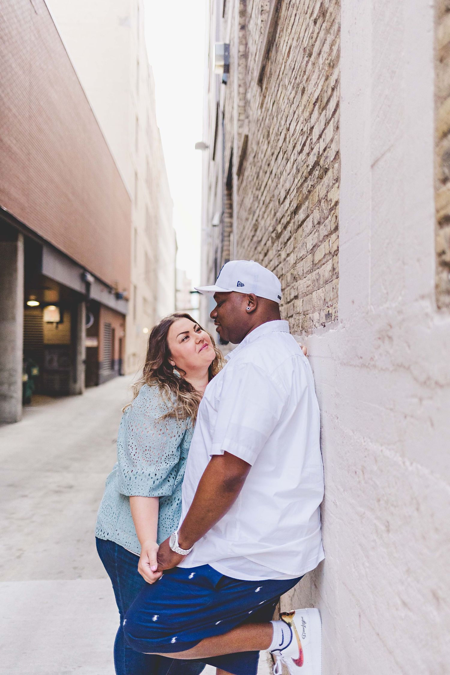 Engagement pictures Milwaukee, WI Historic third ward