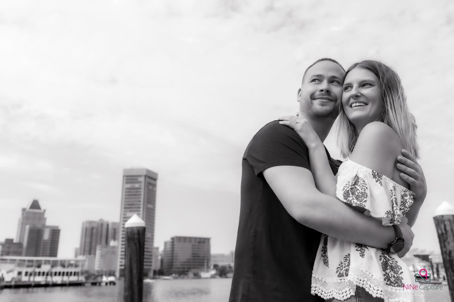 Photography Engagement by Baltimore Harbor in Maryland