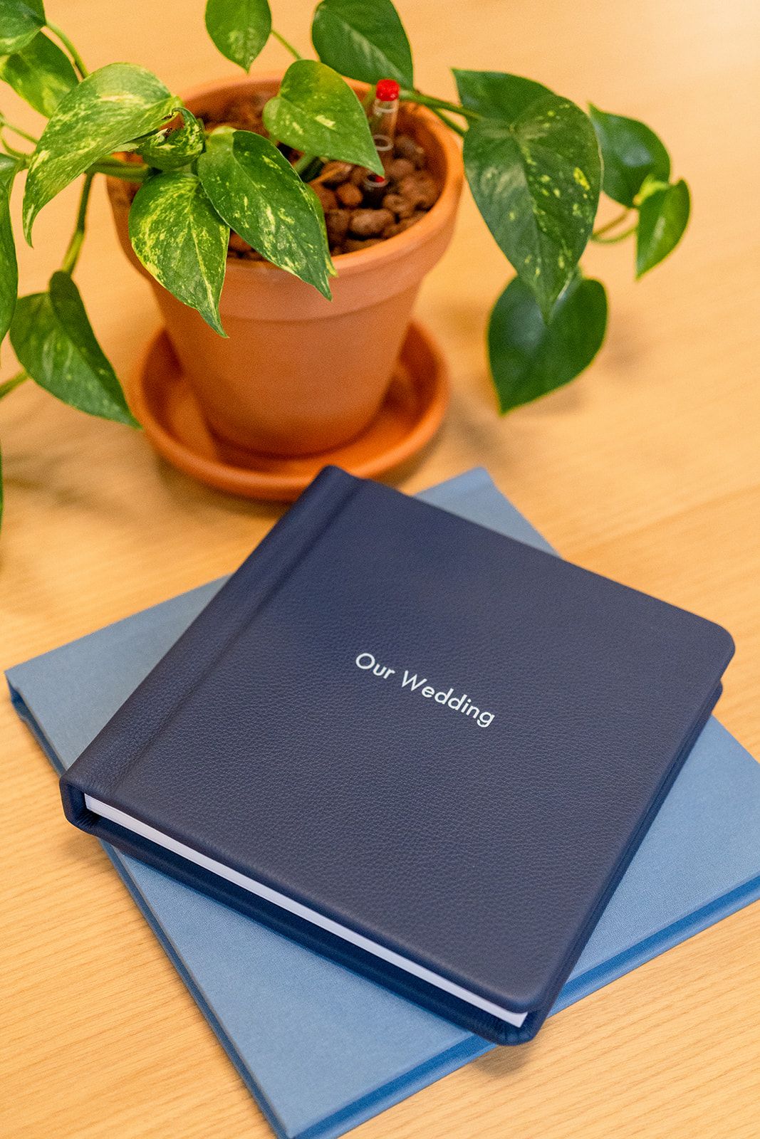 blue leather wedding album