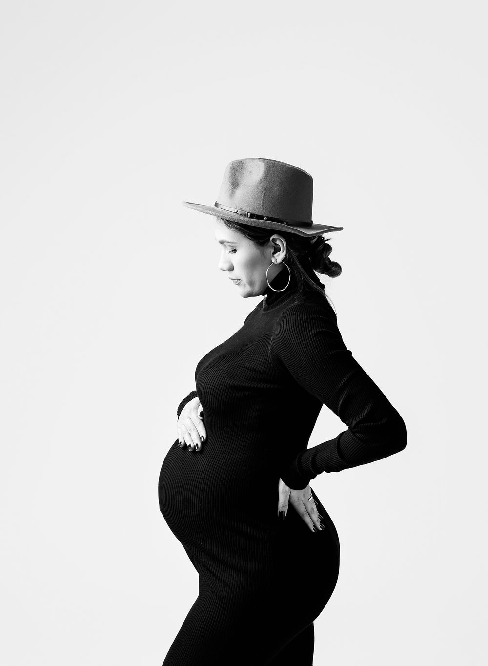 Austin Maternity Photography fine art little black dress maternity session