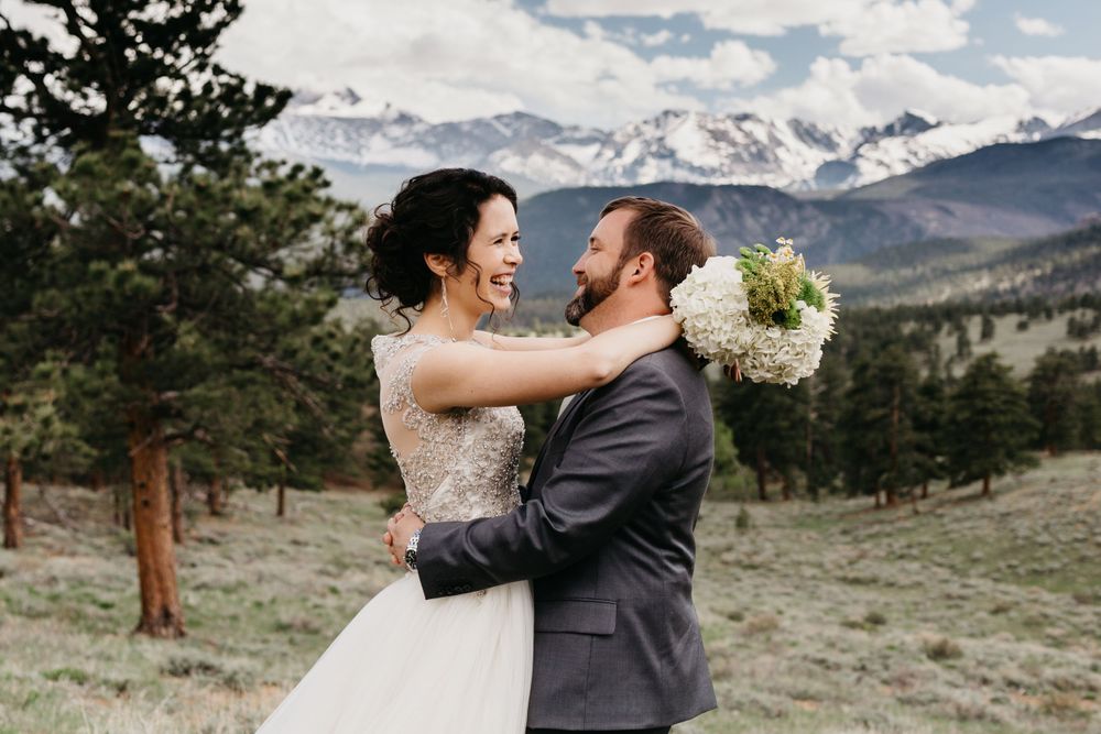 couple portraits, forest, rmnp, ymca, ceremony, photography, colorado, estes park, forest wedding, classy, timeless