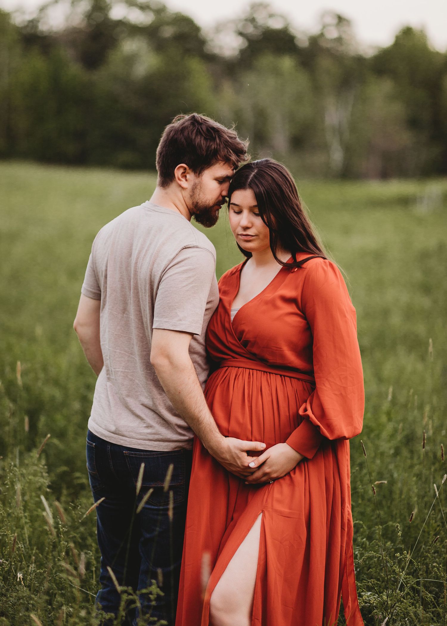 Professional maternity photo outdoors with husband