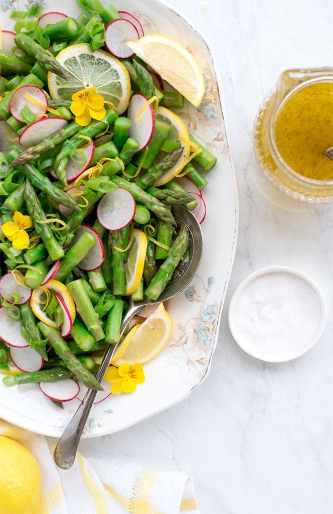 Asparagus with Radishes and Pansies Food Photography by Charity Beth Long