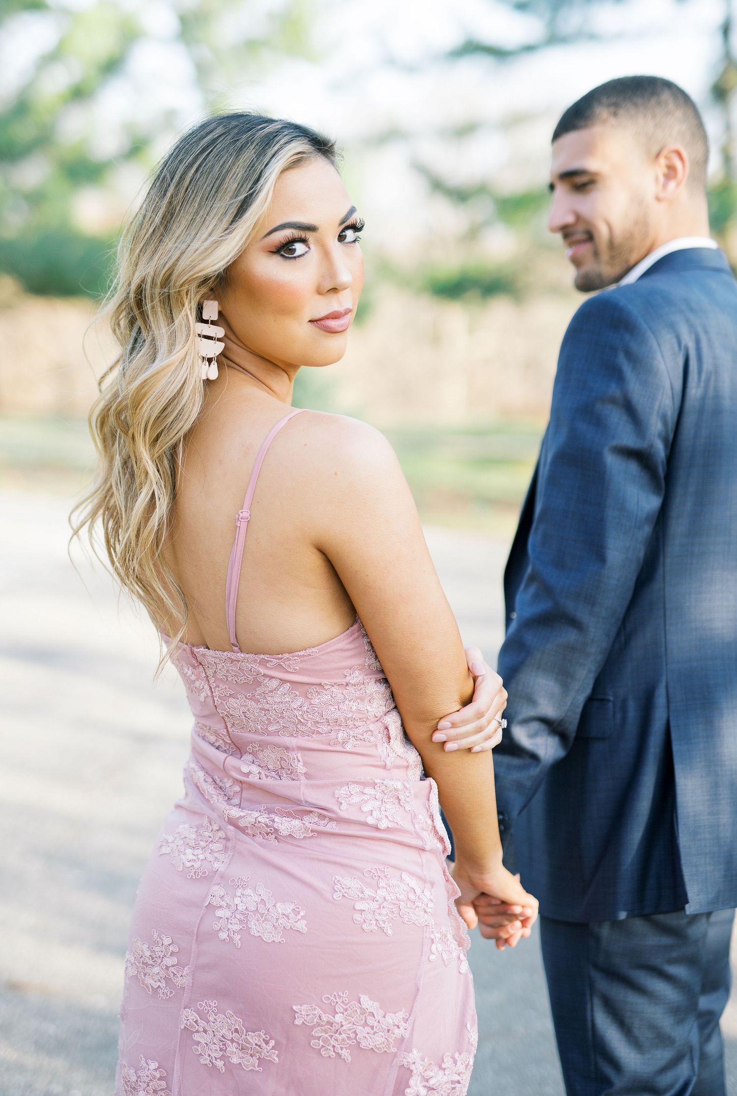 Light and airy film engagement Session at the Rose Gardens and Art Center in Des Moines, Iowa