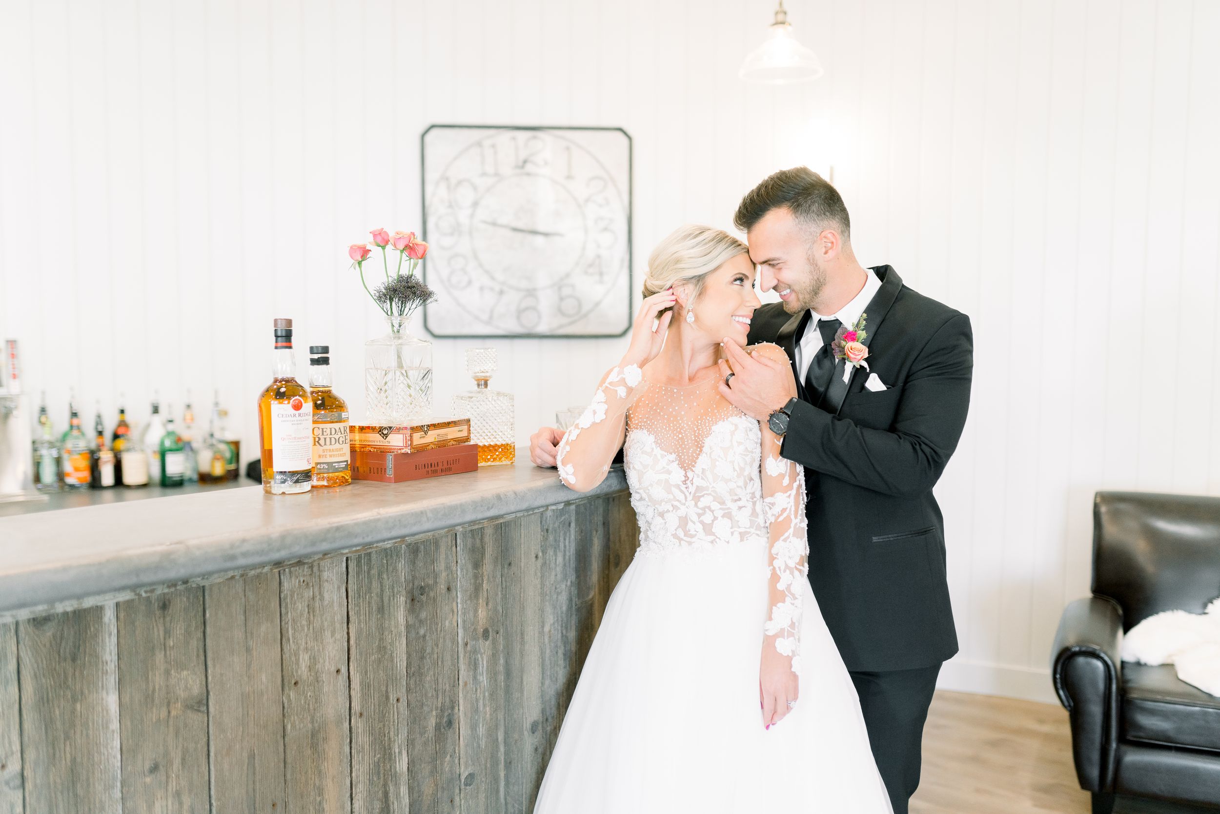 Light and airy 1868 Farmhouse Wedding in Boone, Iowa with Modern Dress gown