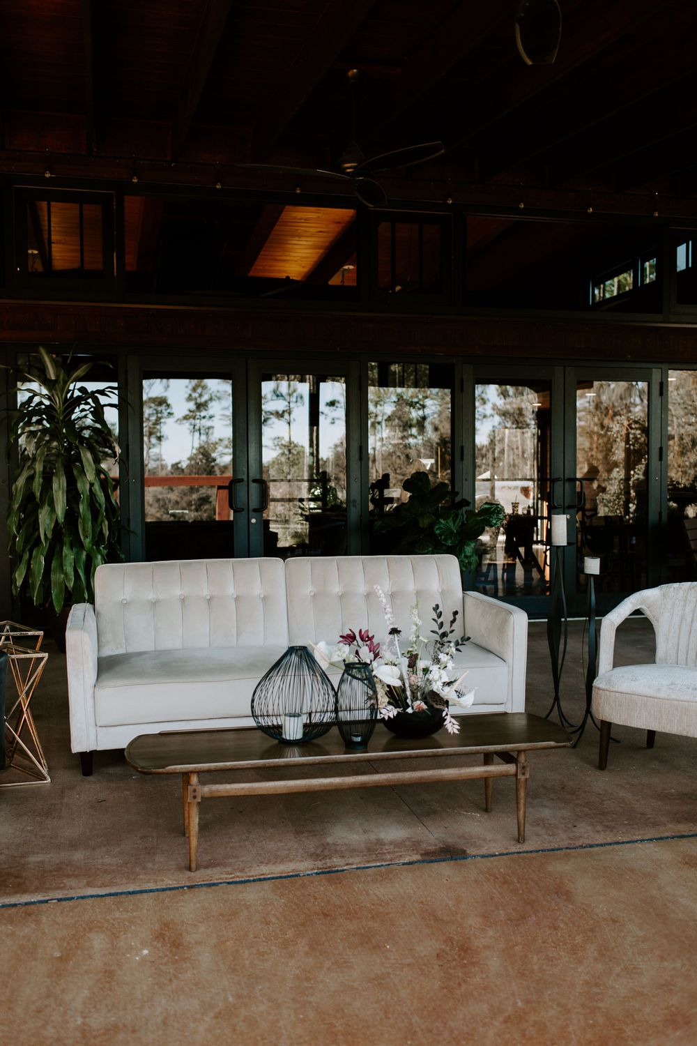 lounge area at Gatsby themed Florida elopement