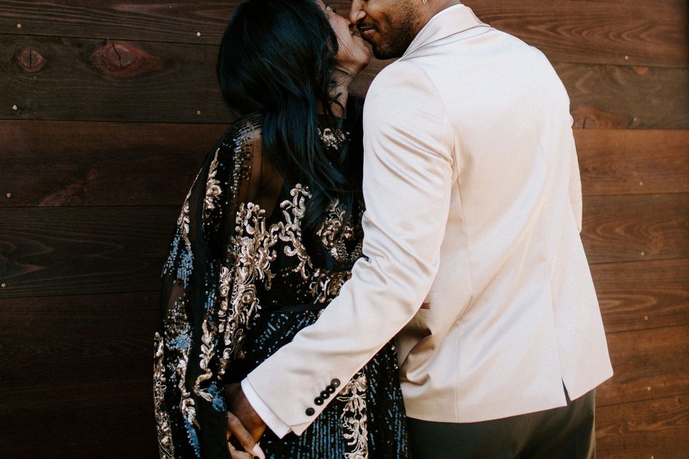 couple sharing a kiss after saying their vows during their New Years eve elopement