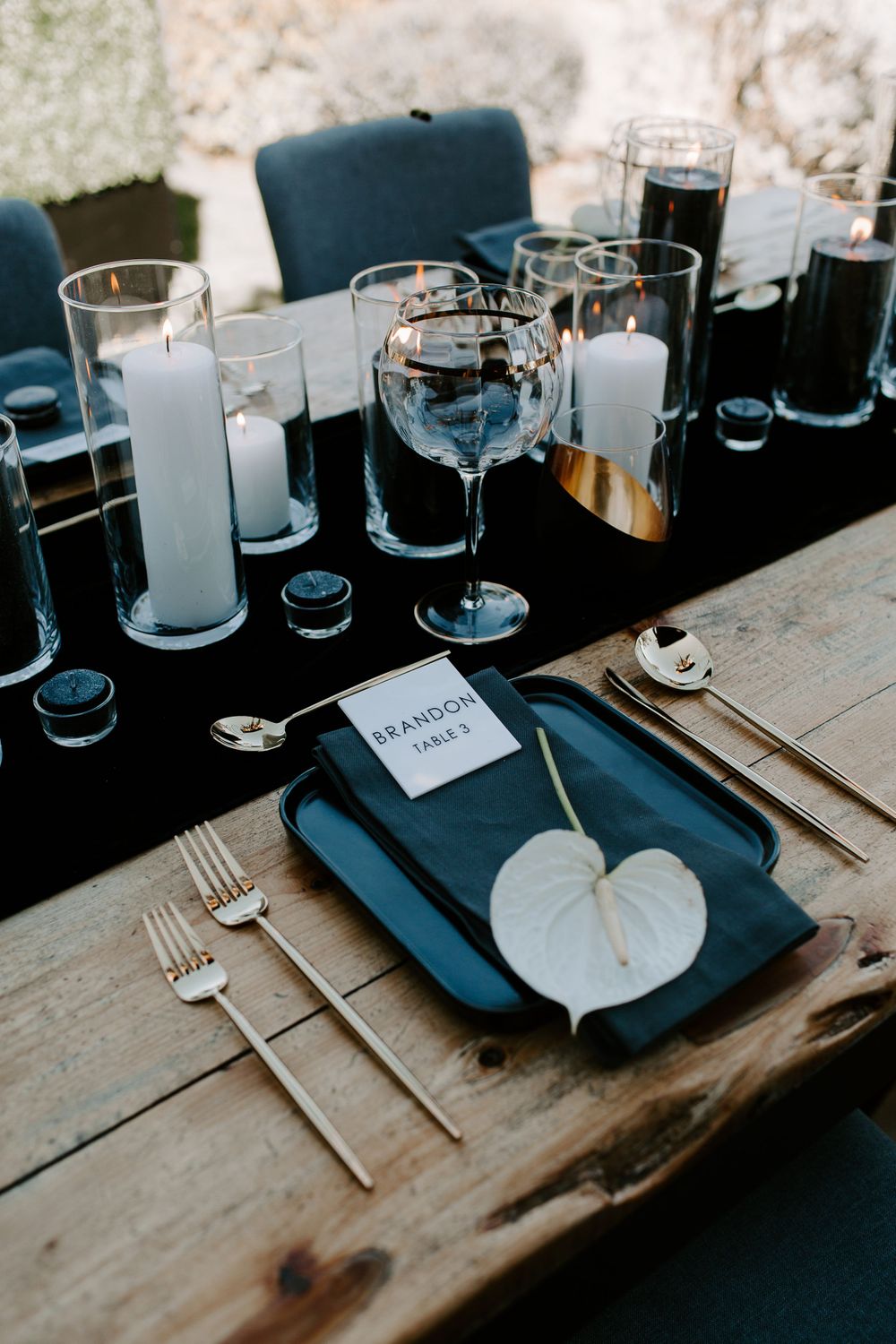 bridal table decor from a New Years eve elopement