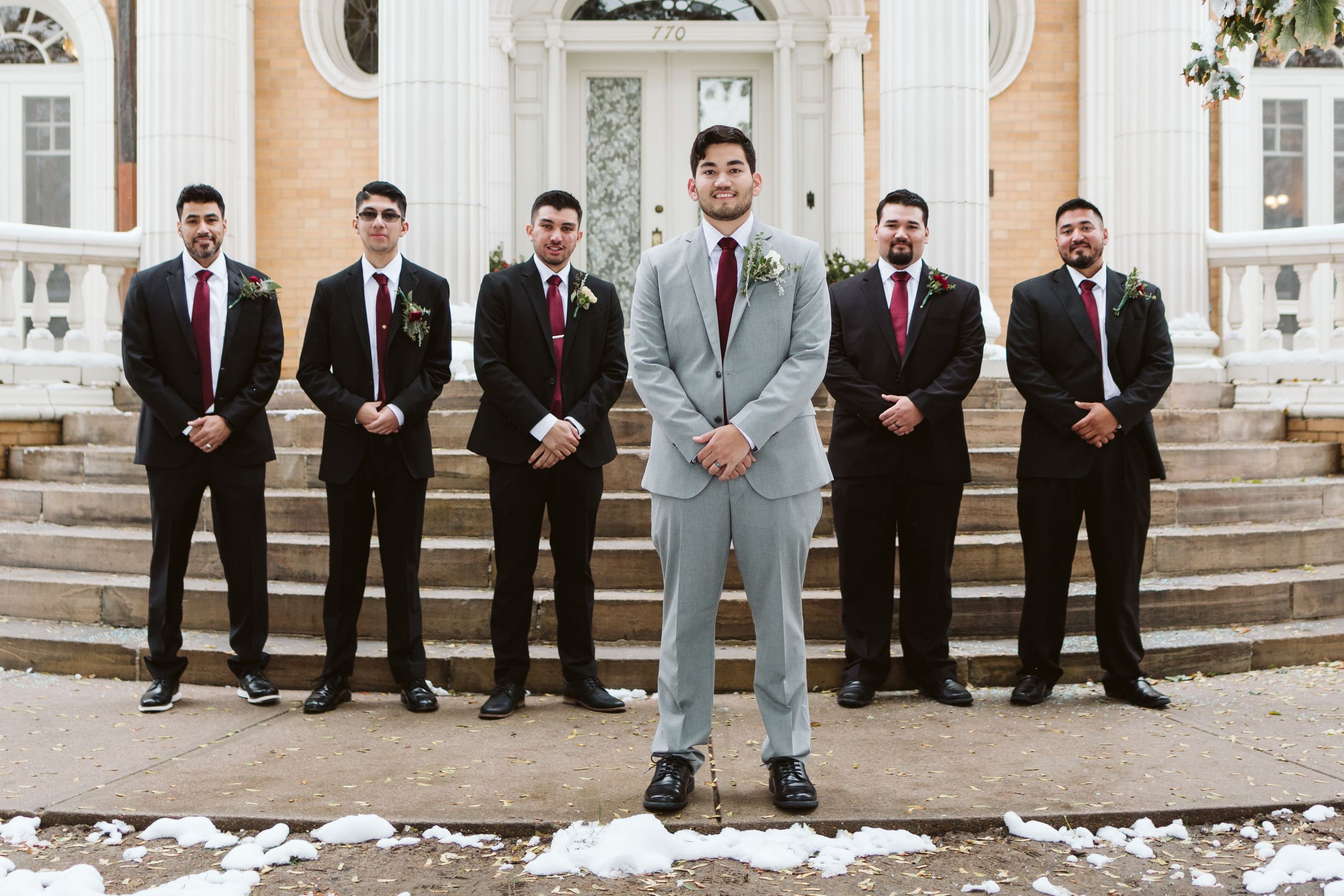Denver wedding photography inspiration, groom and groomsmen portraits, best Colorado venues, winter wedding