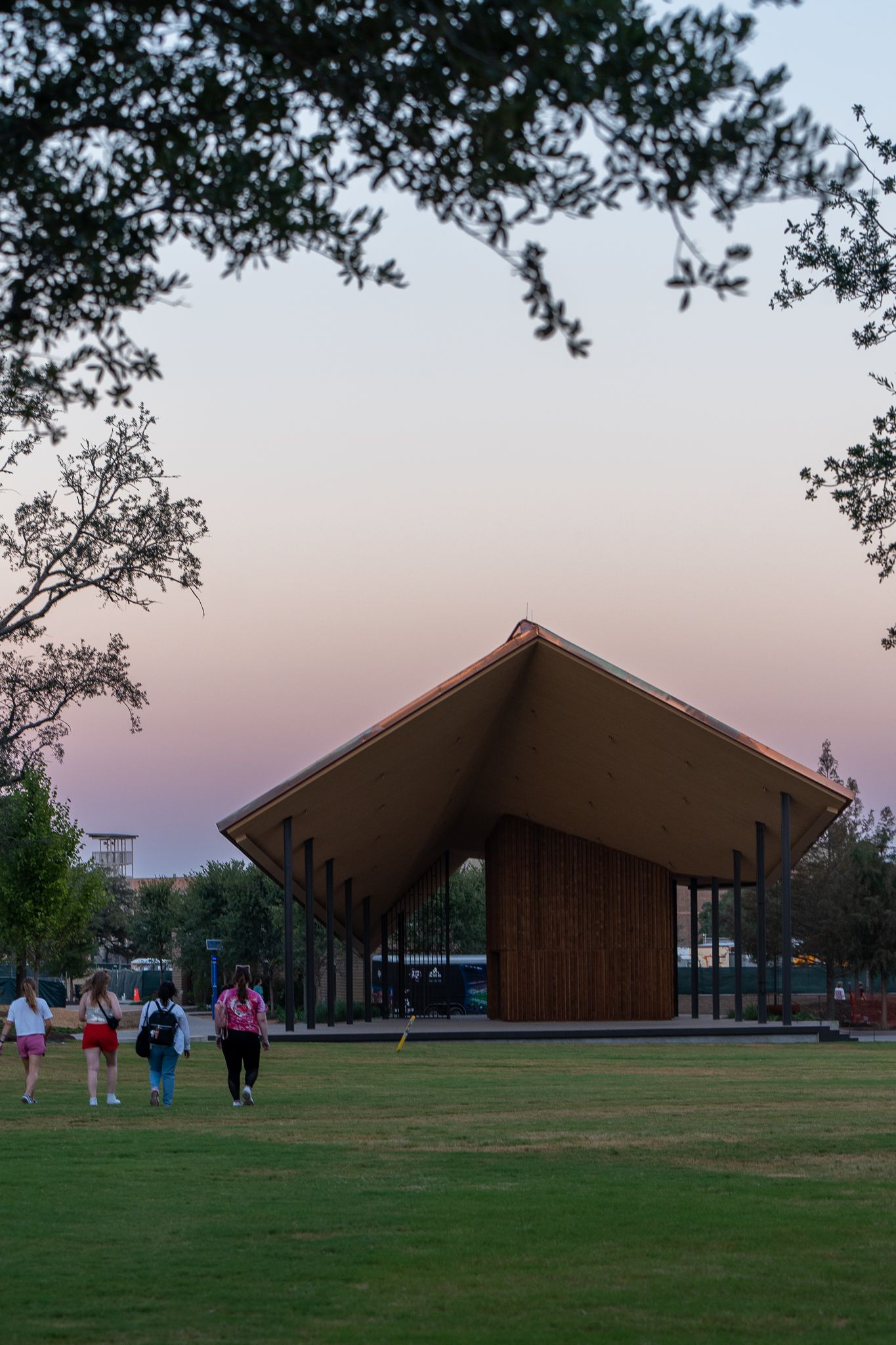 friends-aggie park-grass-Texas A&M-building