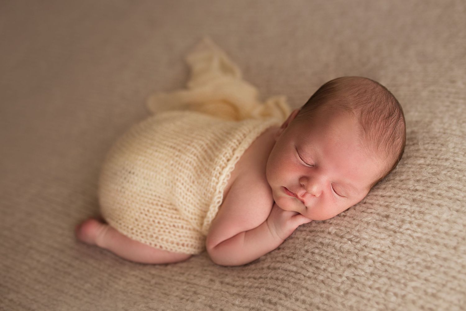Newborn Photography baby boy bum up pose creamy
