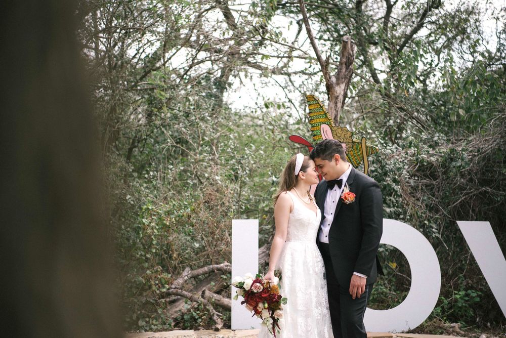 Bride and groom with foreheads together in McAllen TX photographer