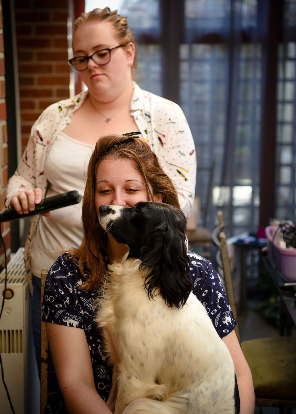 Wedding prep with a dog