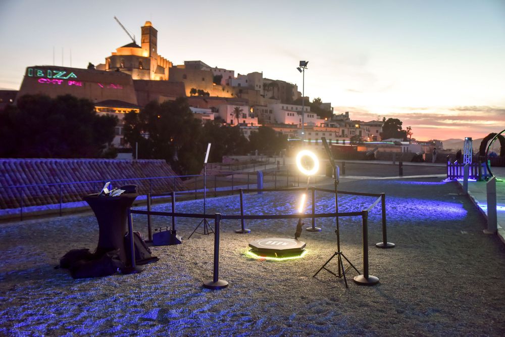 360 video booth ibiza in front of Dalt vila