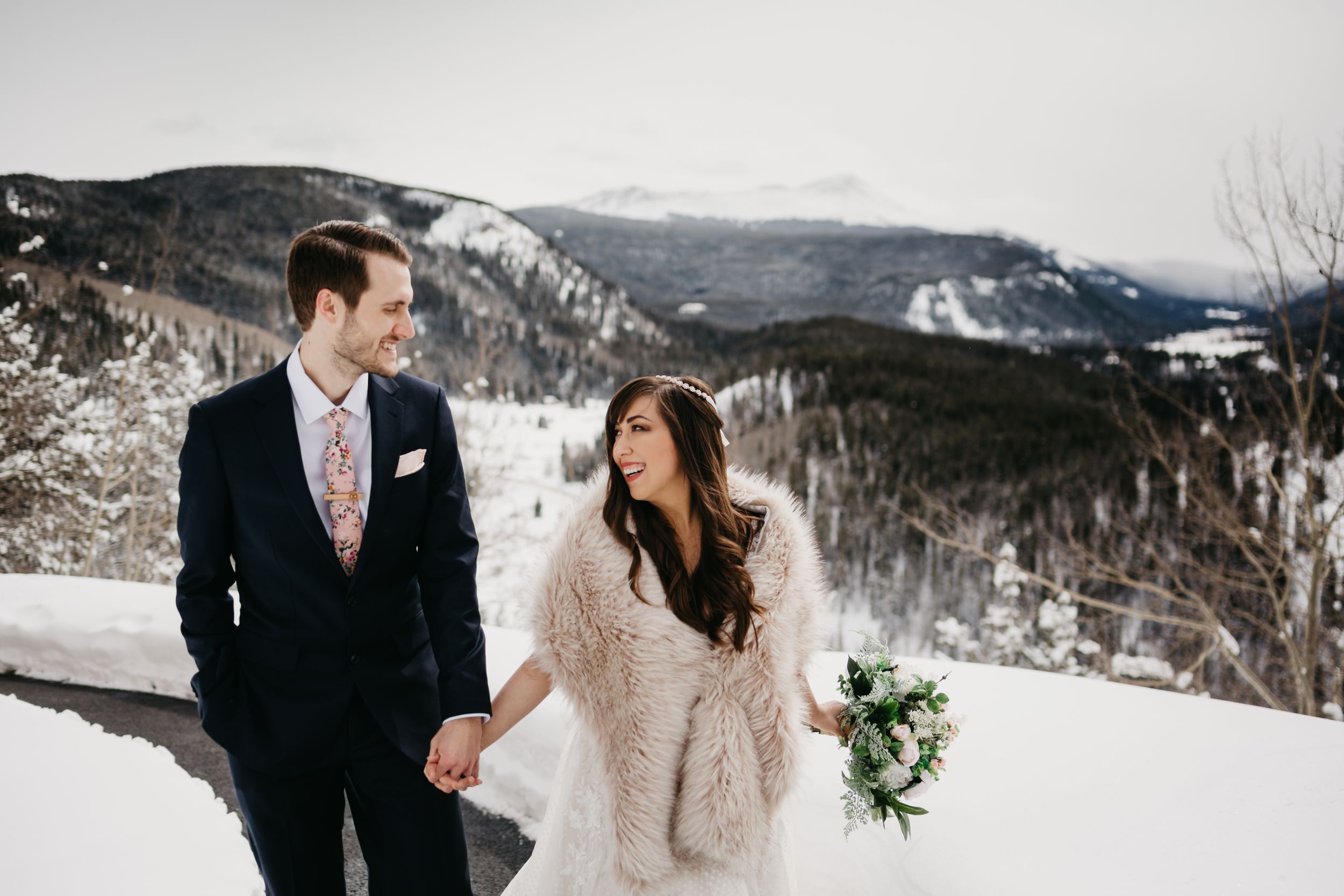 winter wedding inspiration, mountains, colorado, elopement, small wedding, snow, portraits, best co photographer
