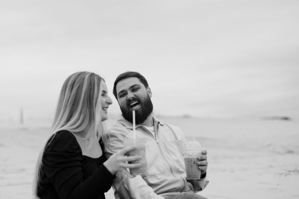Picnic on the beach Delaware engagement photo ideas