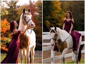 fairytale gown equestrian photoshoot paint horse