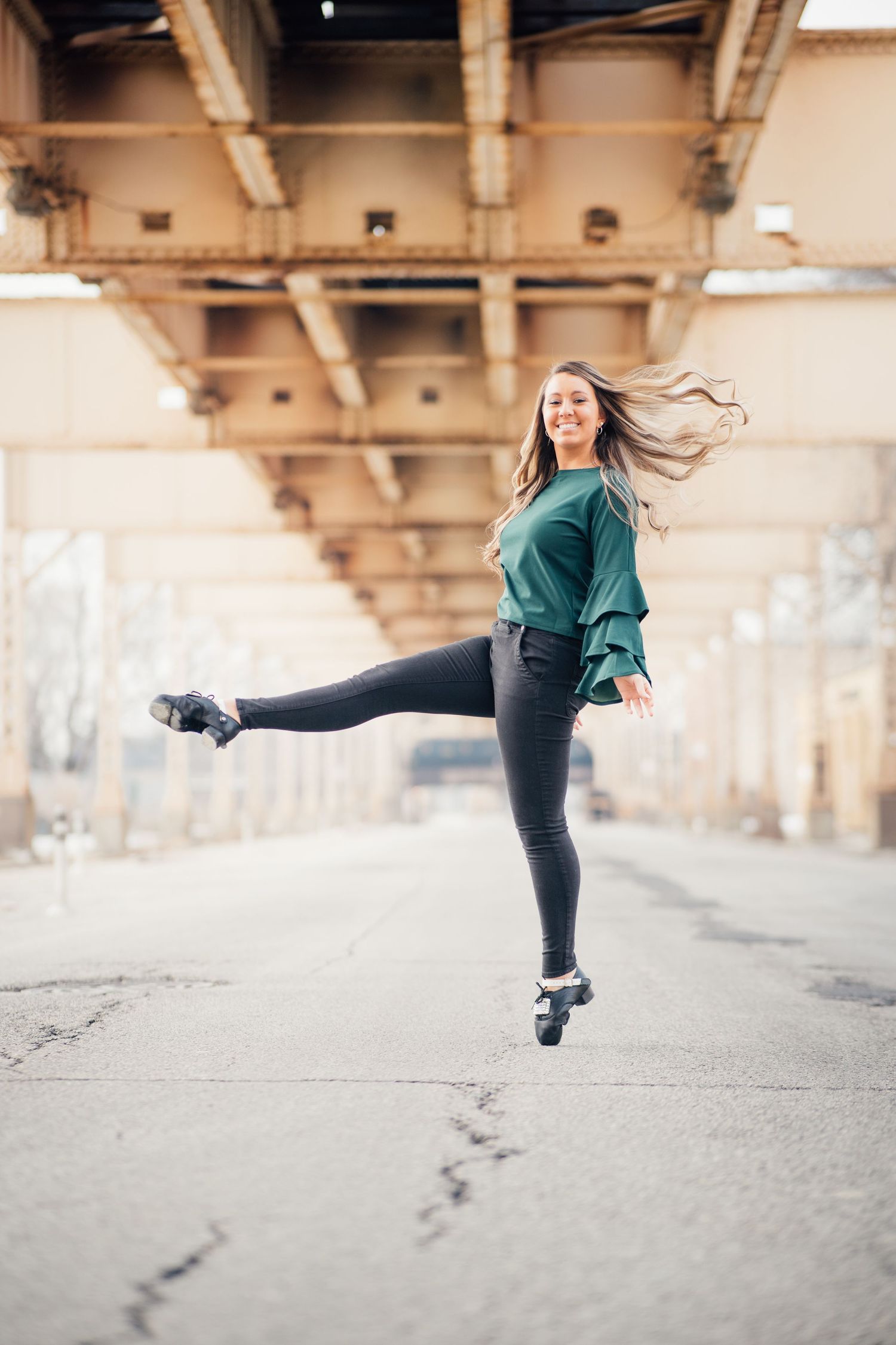 irish dancer wind in hair, chicago outdoor irish dance photographer