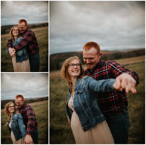 collage of husband and pregnant wife snuggling up close and having fun