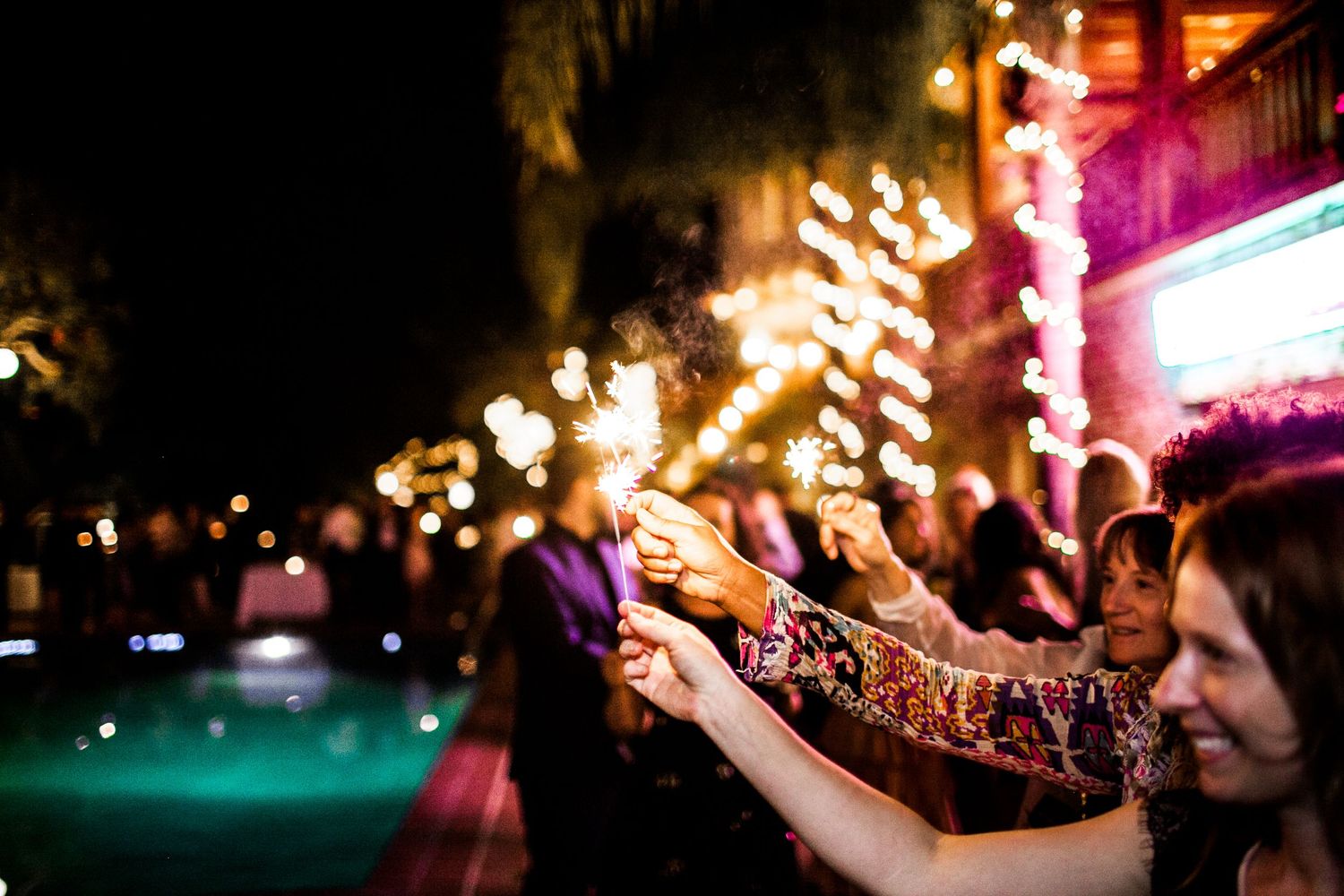 sparkler celebration at wedding reception bel air