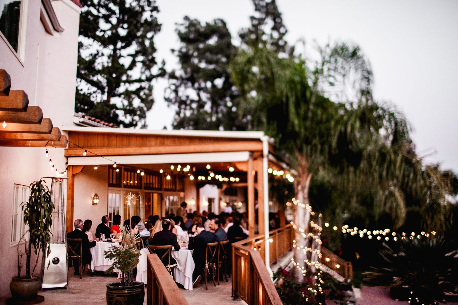 cocktail hour at bel air residence backyard wedding