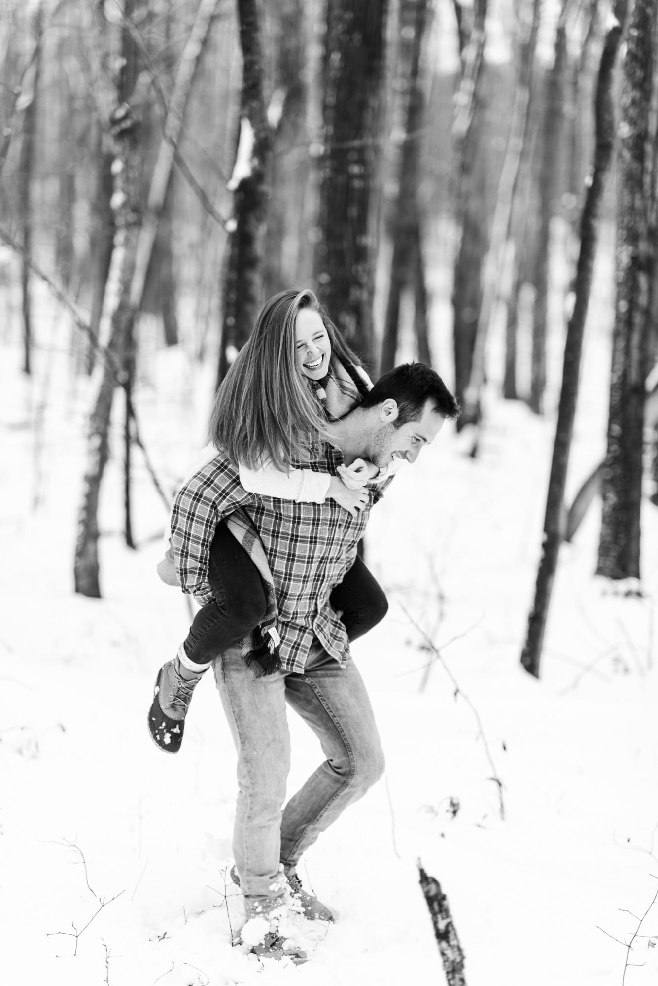 Winter and snow couple engagement in Harrisonburg Virginia