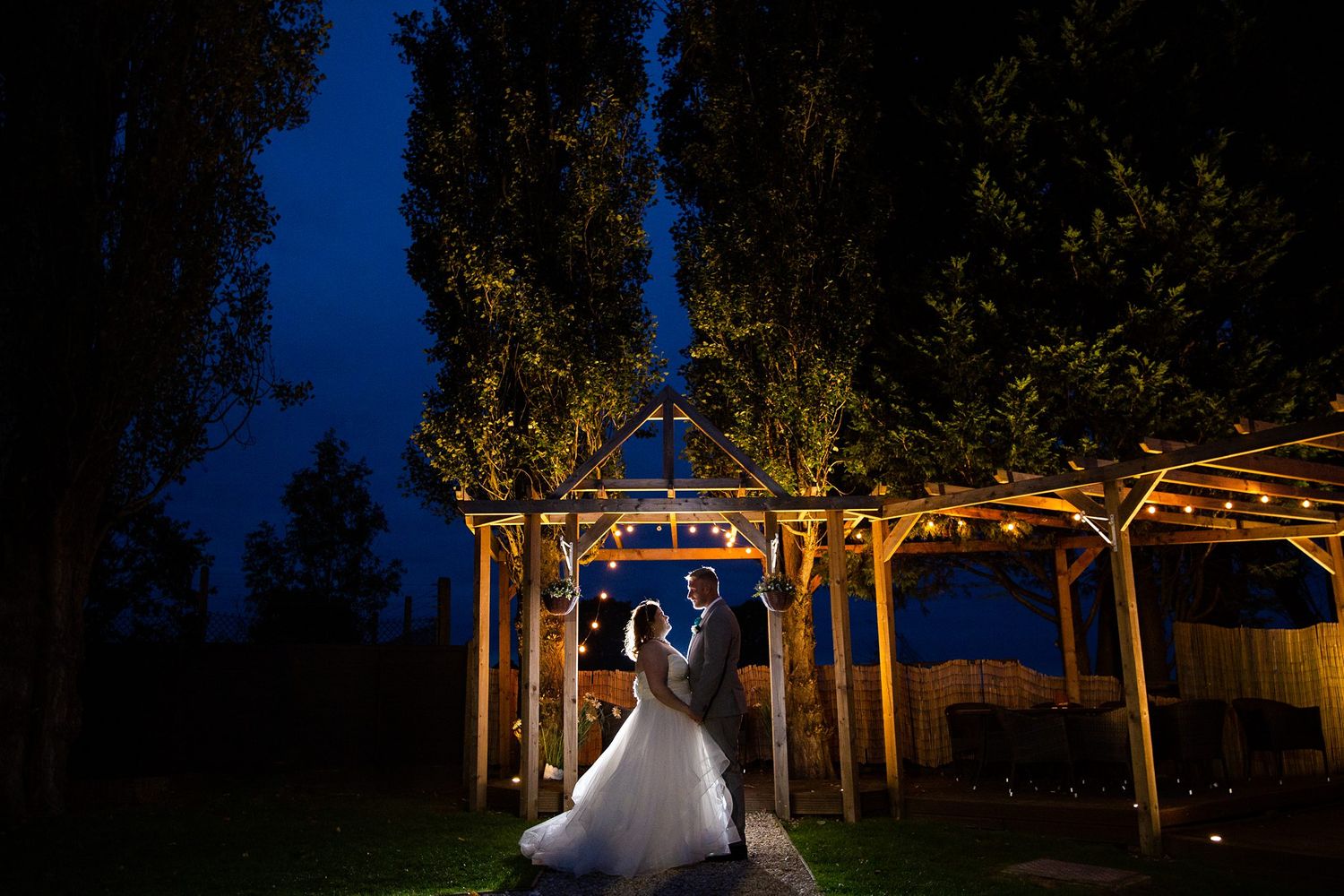 bride and groom evening portrait