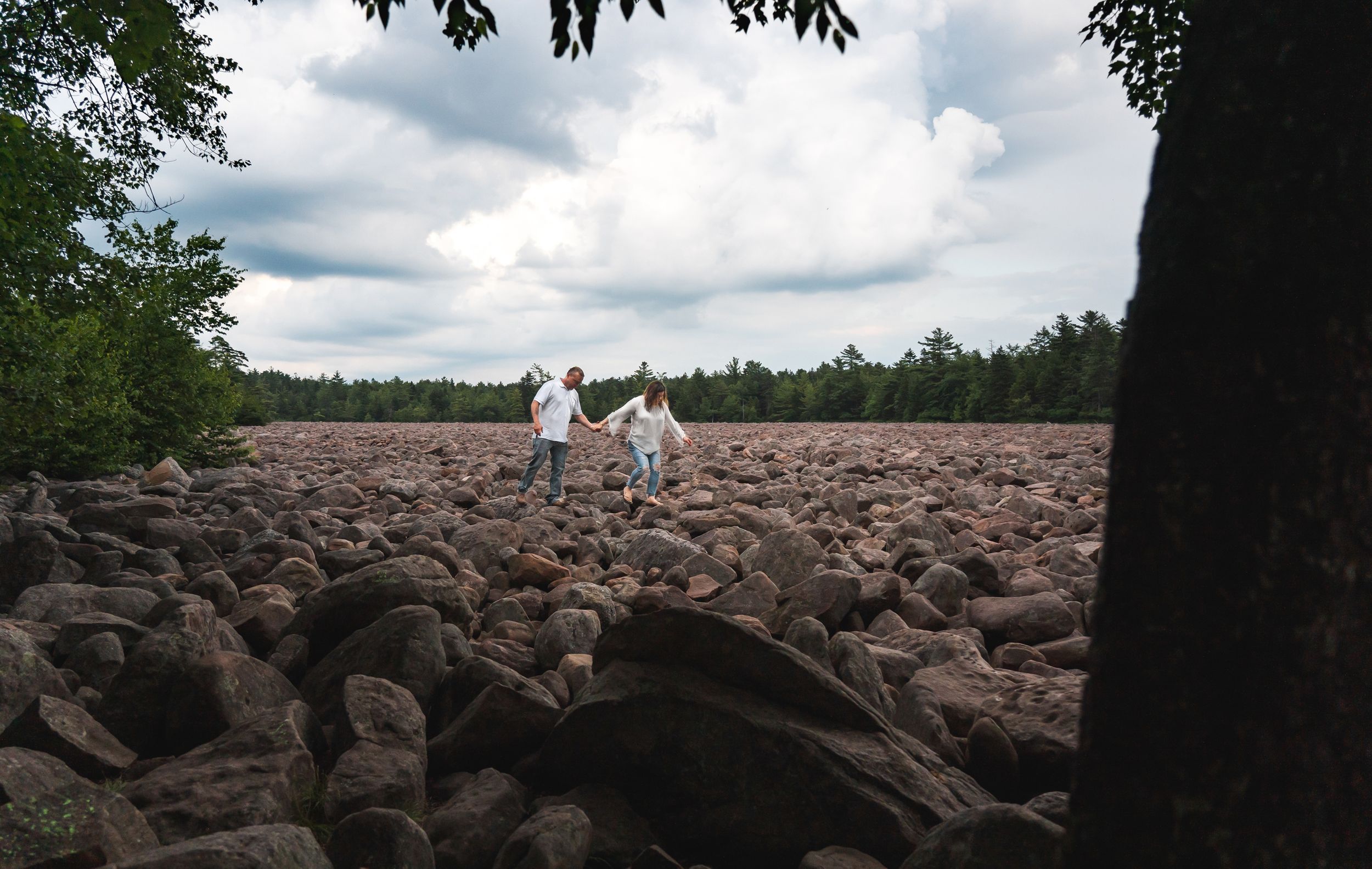 Preston Christman Photography Engaged Couple at Hickory Run State Park Poconos Wedding Boulder Field