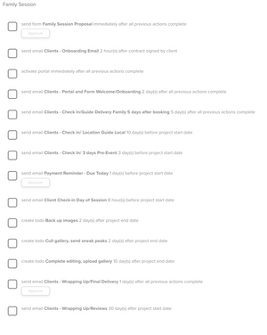 sample of workflow In dubsado