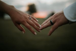 ring shot of finger lakes bride and groom at climbing bines