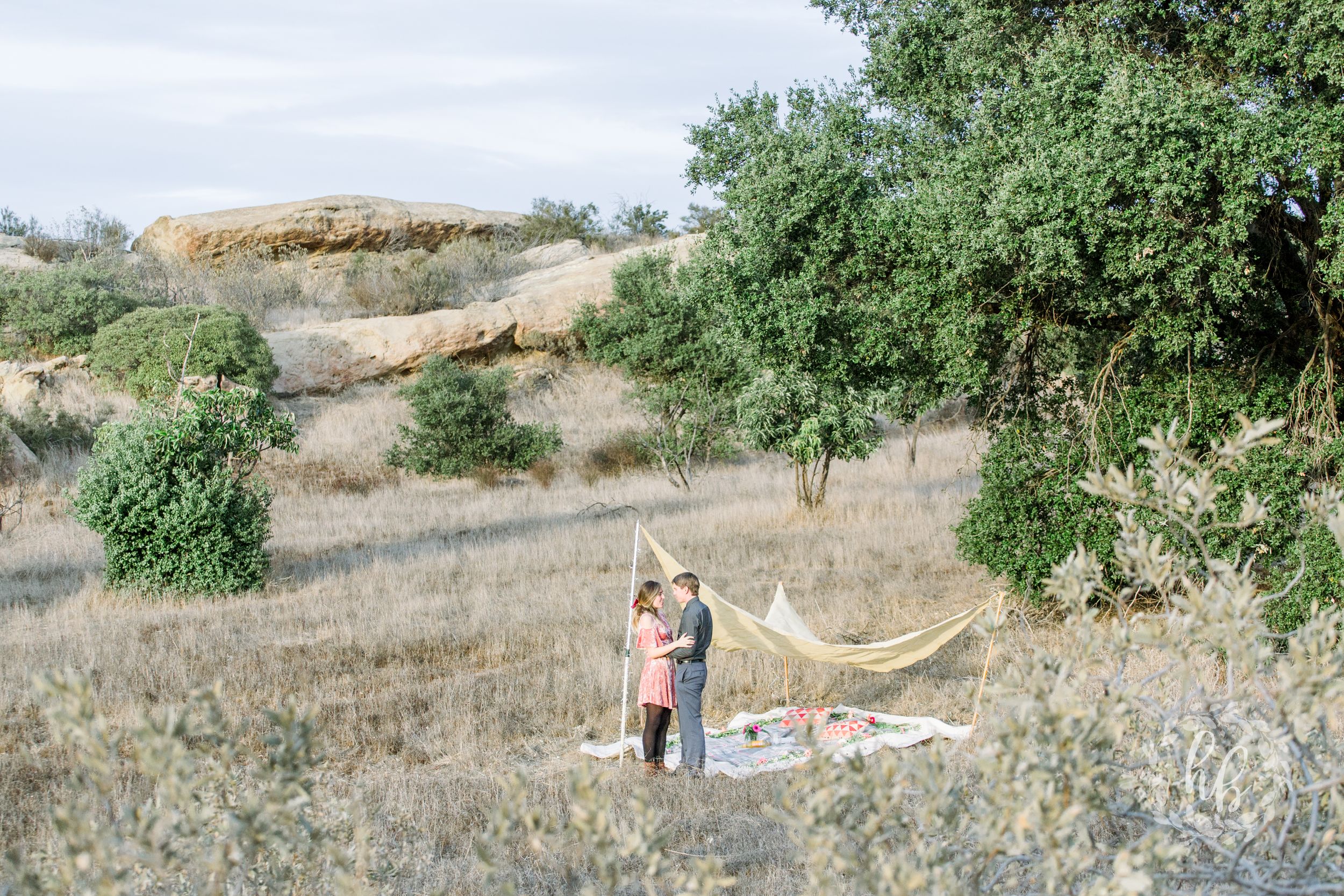 open field sunset proposal engagement photos