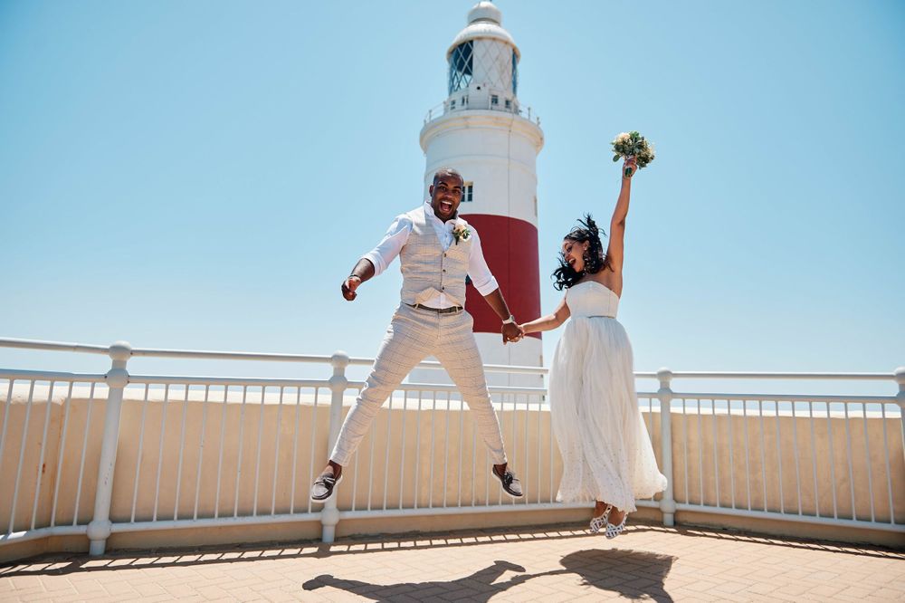 Groom and bride at Europa Point