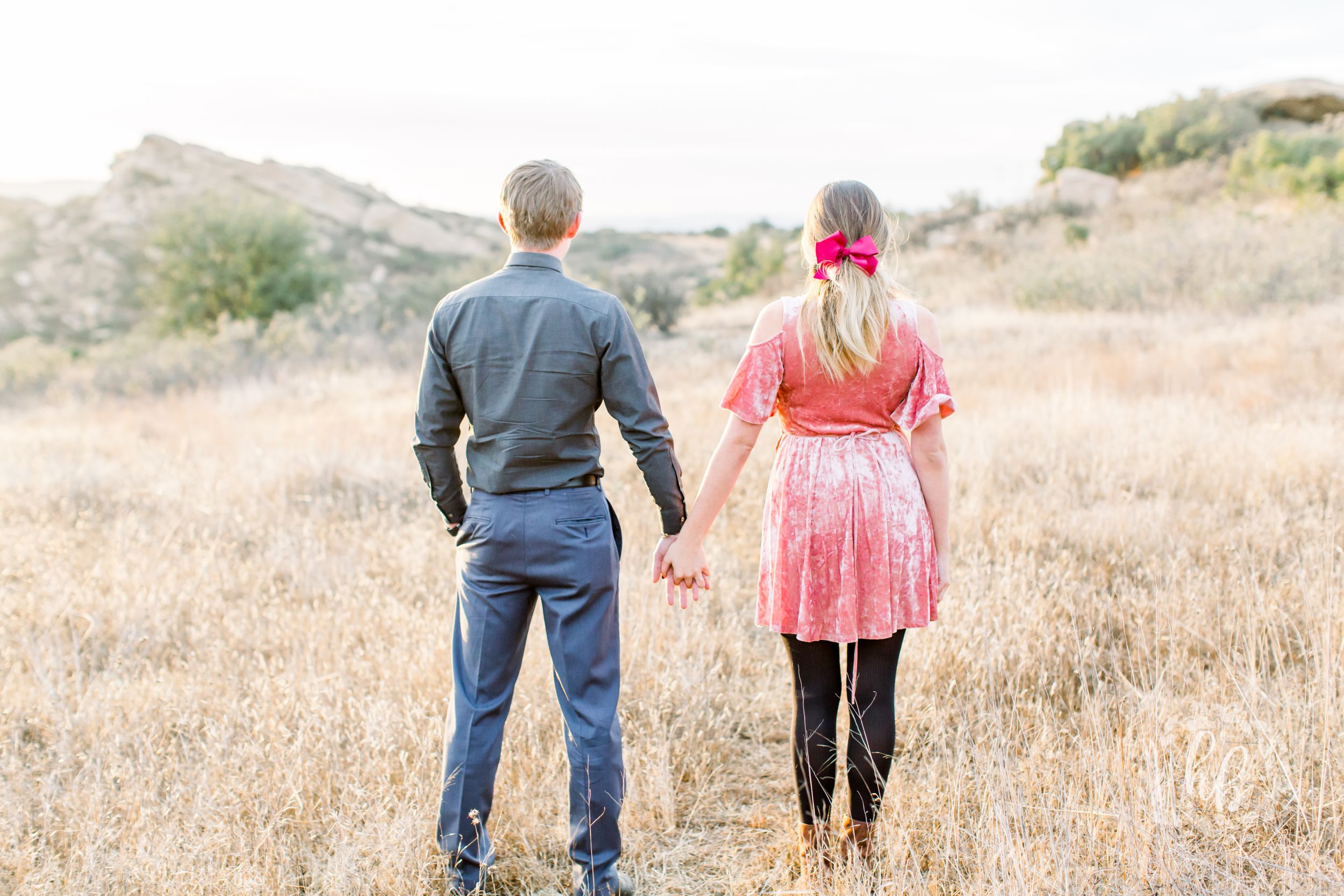 open field sunset proposal engagement photos