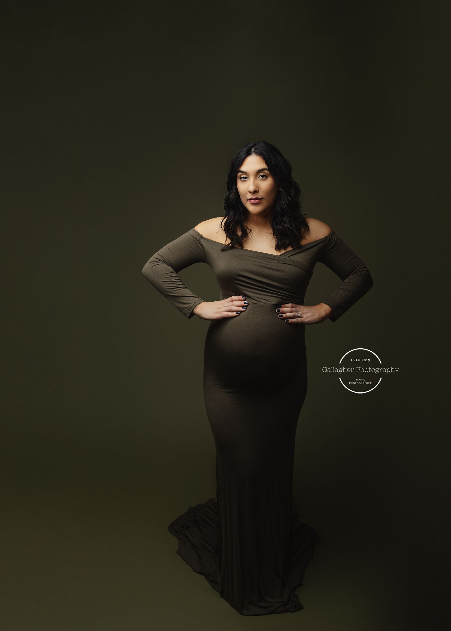 monotone studio maternity set at Gallagher Photography maine studio