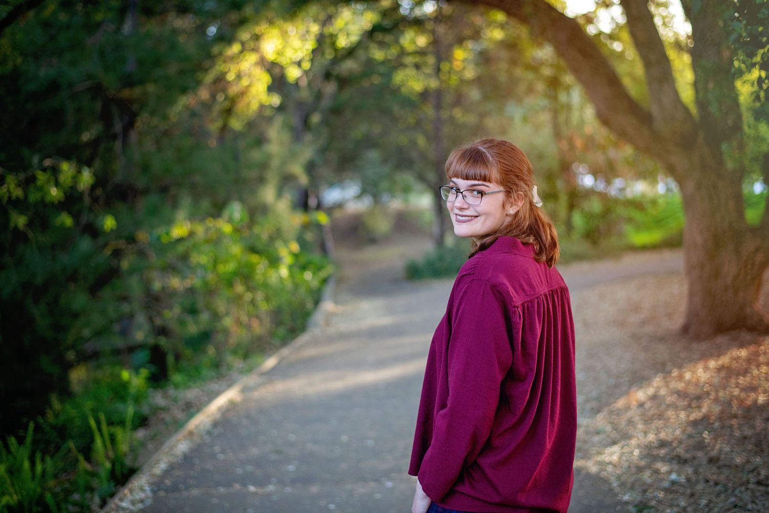 high school senior girl uc davis walking path