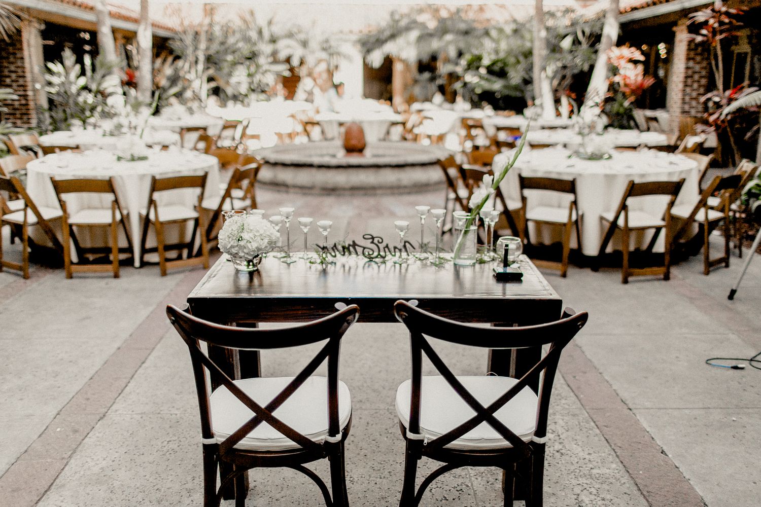 sweetheart table design facing reception tables