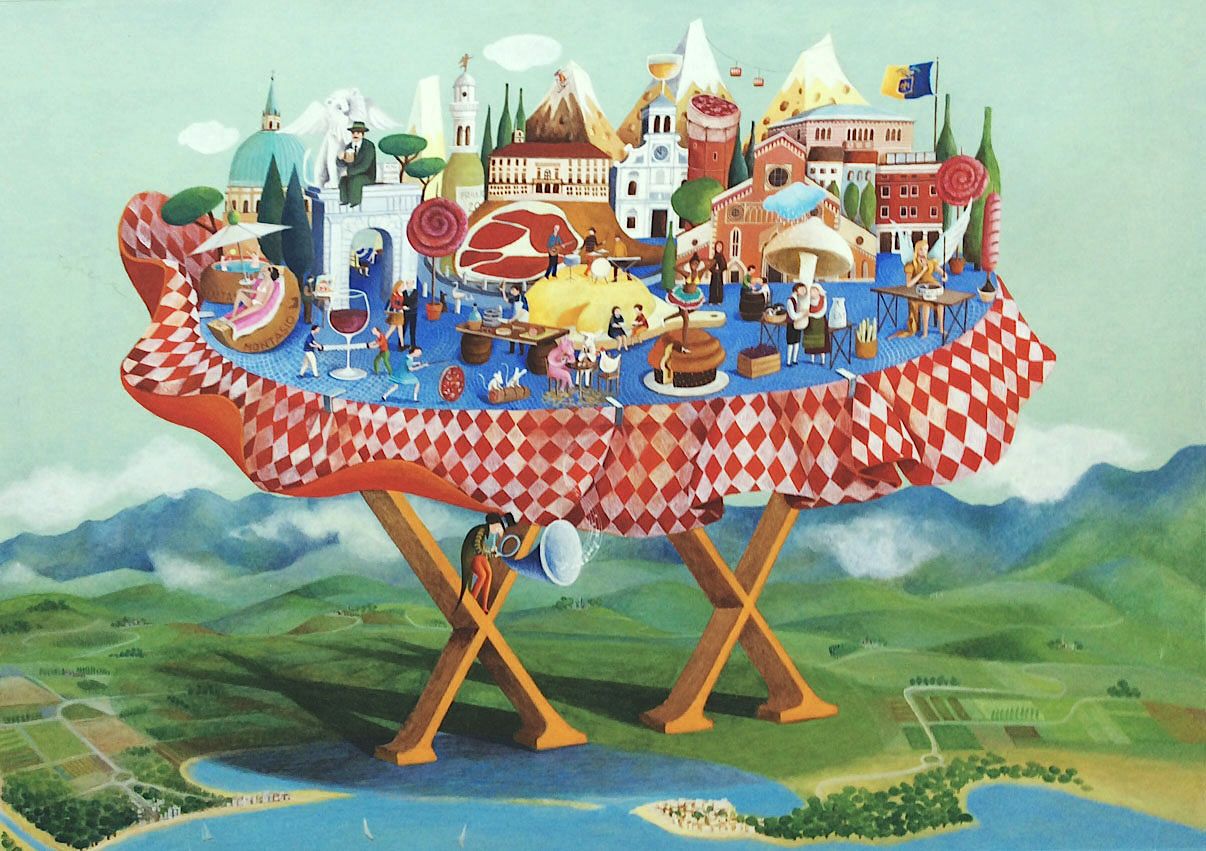 "La tavola del Friuli" illustrazione ad acrilico su carta - vendita
