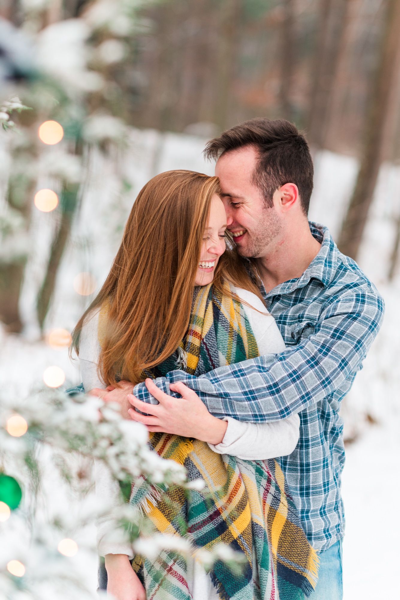 Winter and snow couple engagement in Harrisonburg Virginia