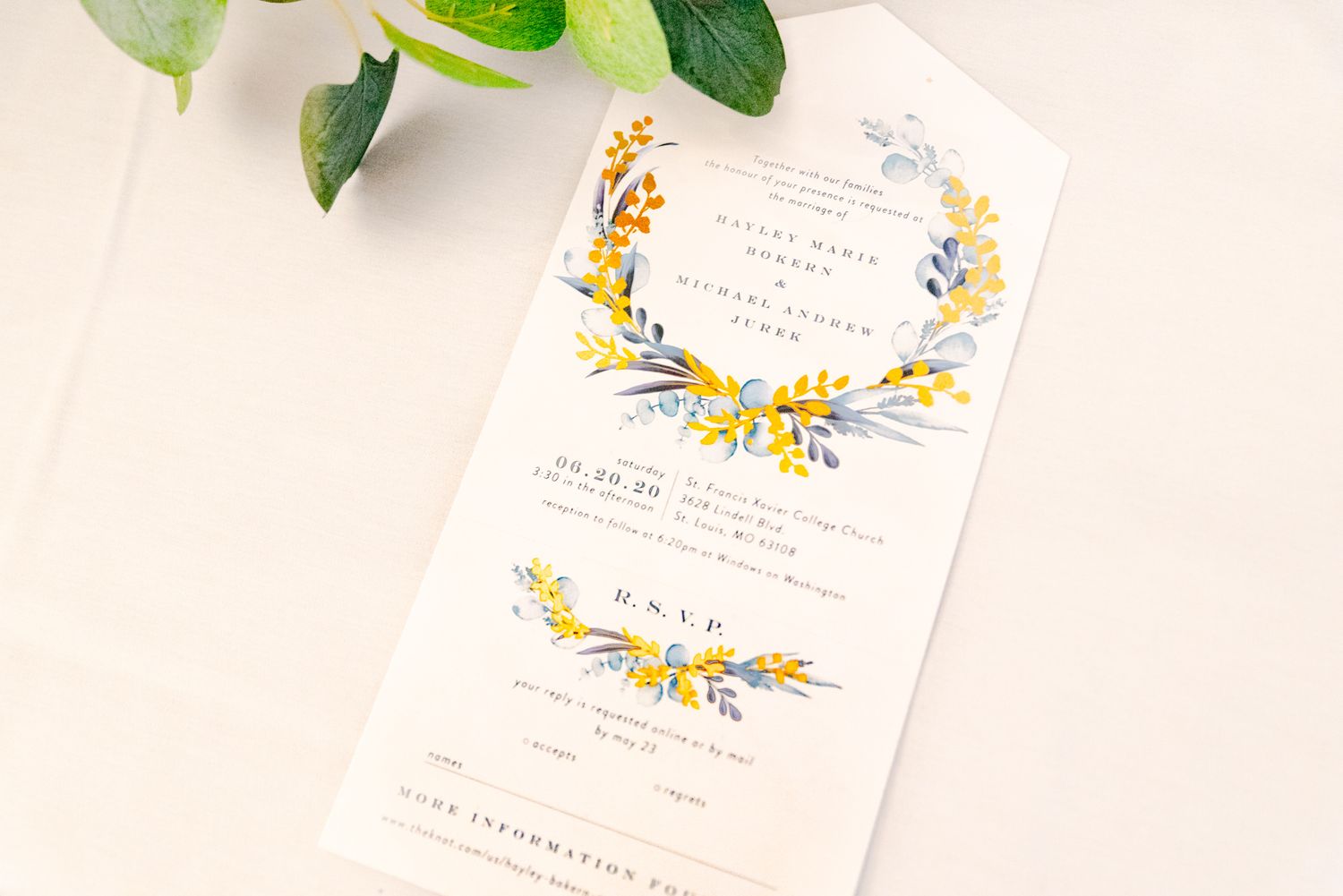 wedding invitation for bride and groom