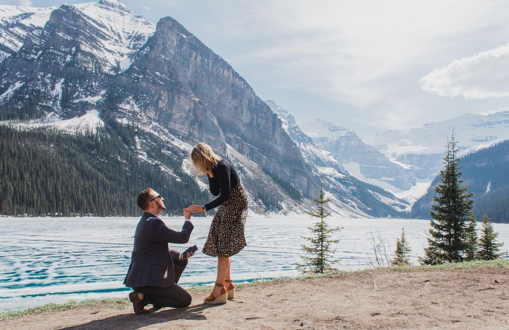 proposal photography Banff casper Jackson Hole Wyoming destination ring couple