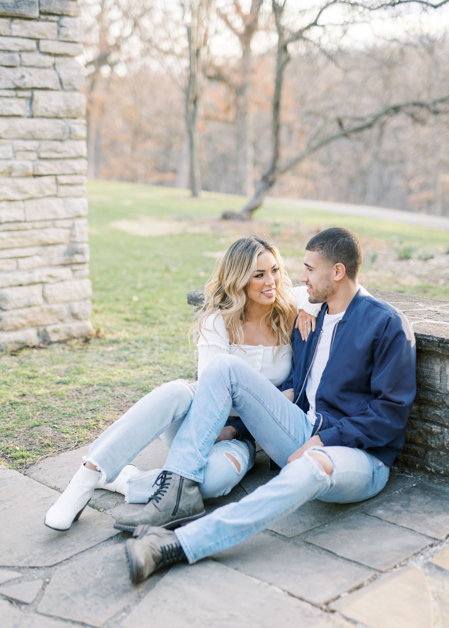 Light and airy film engagement Session at the Rose Gardens and Art Center in Des Moines, Iowa