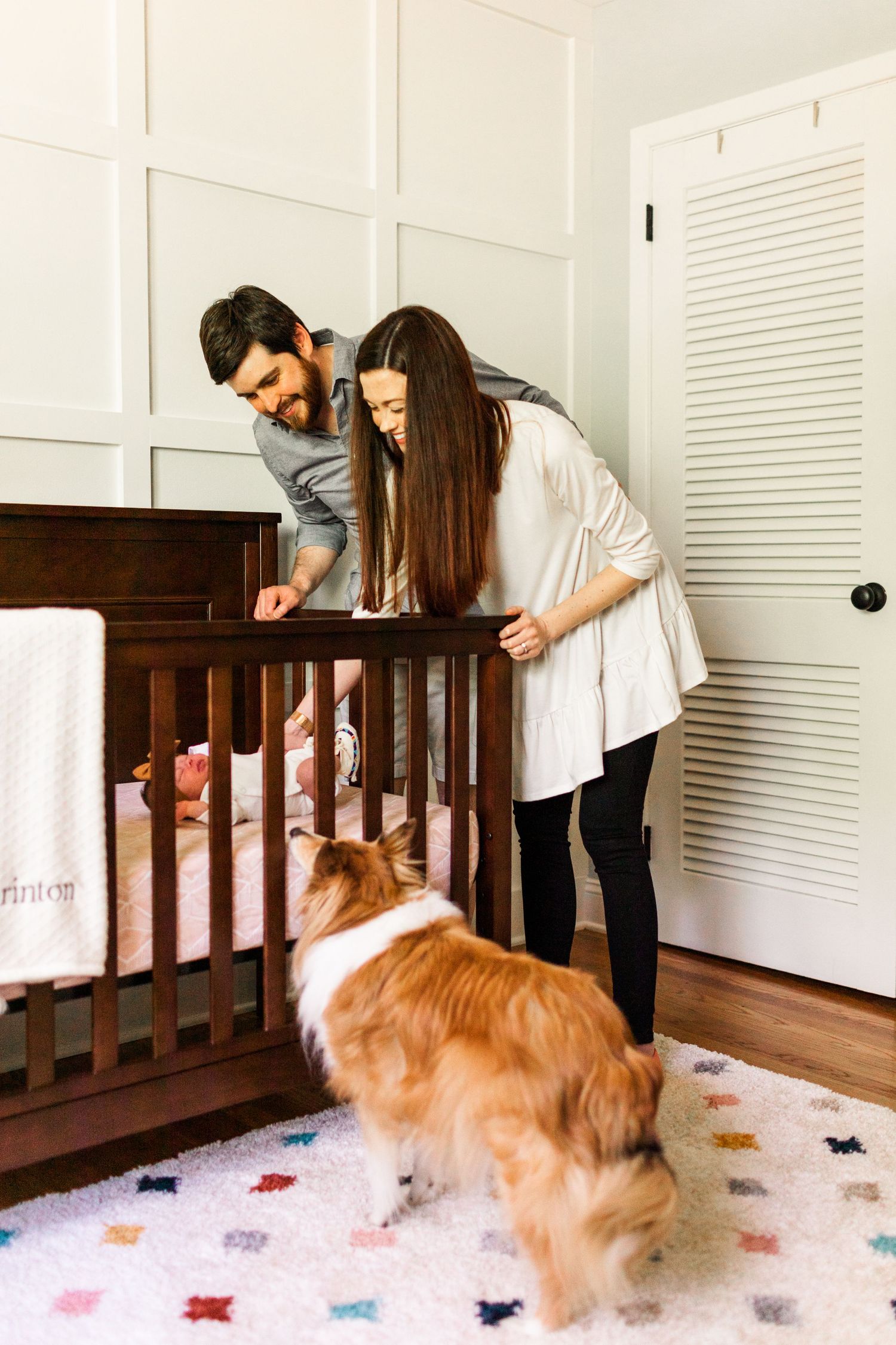 At home newborn family portrait photos. Greensboro North Carolina lifestyle photographer Brooke Grogan.