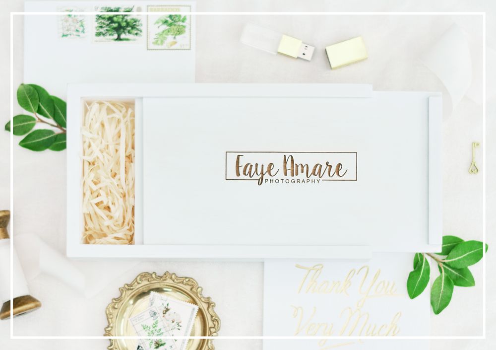 Norfolk wedding photographer Faye Amare Photography delivers your USB and Prints in a beautiful white wooden box