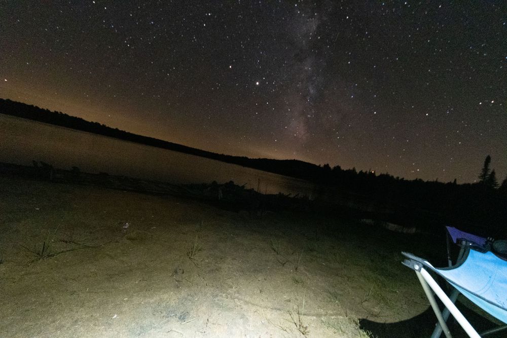Tilted image of milk way showing foreground