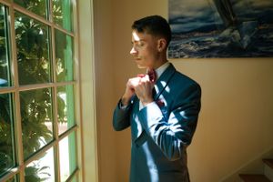 Groom getting ready