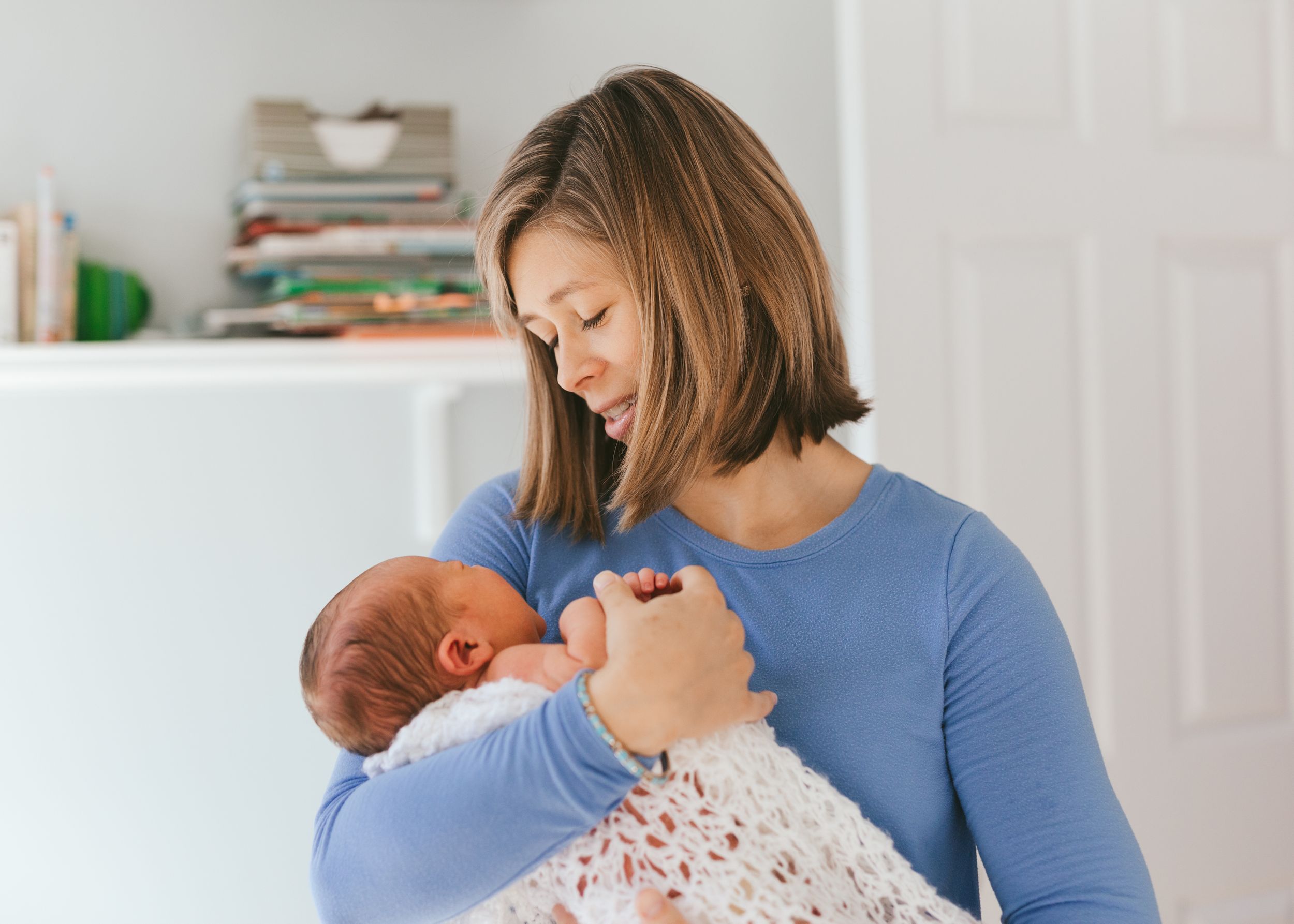 Mother and newborn baby lifestyle portrait photographer Richmond Virginia Emily Butz