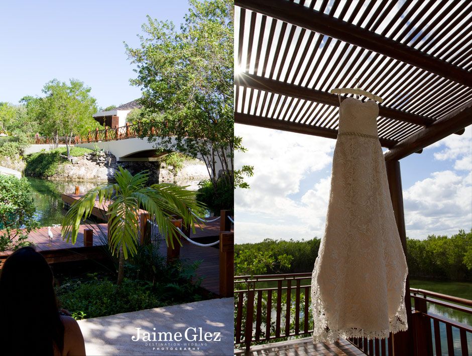 wedding dress at the Fairmont Mayakoba