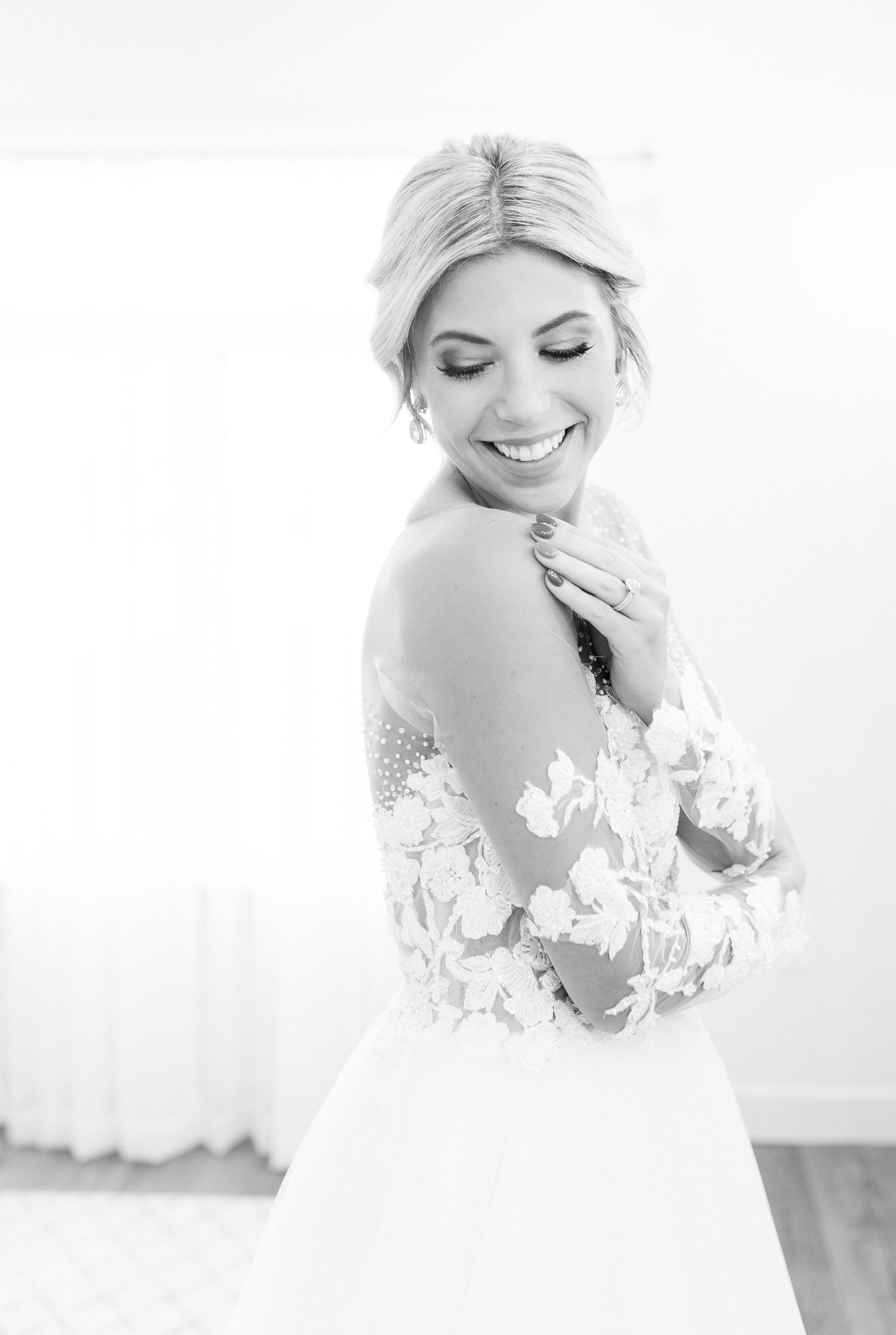 Light and airy 1868 Farmhouse Wedding in Boone, Iowa with Modern Dress gown