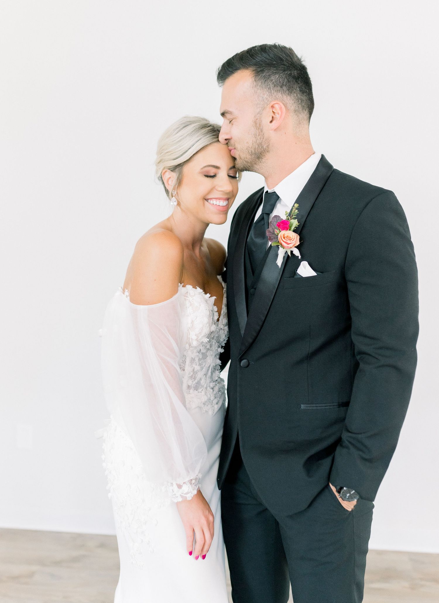 Light and airy 1868 Farmhouse Wedding in Boone, Iowa with Modern Dress bridal gown