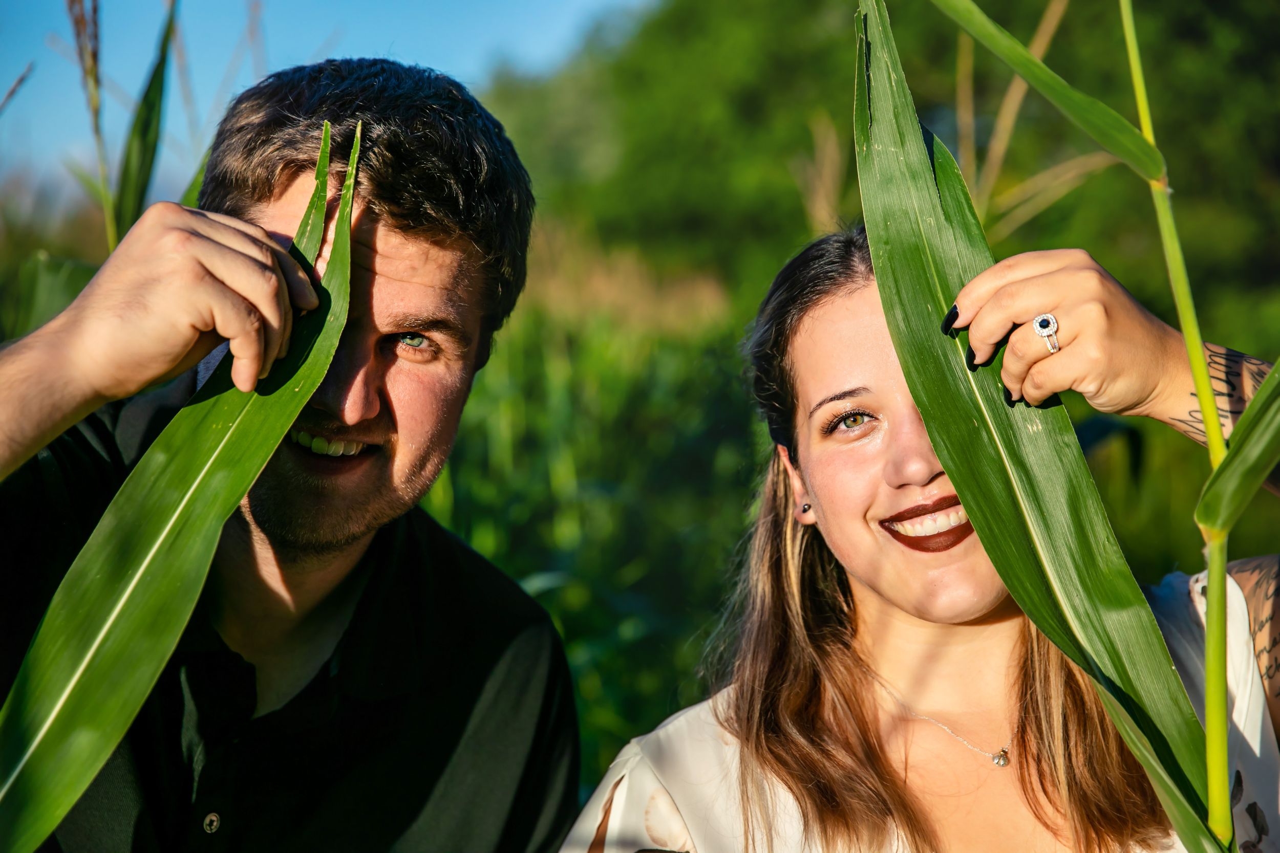 Cute and quirky engagement photos at Fanshawe Conservation Area London Ontario by wedding photographer Shawn Van Daele